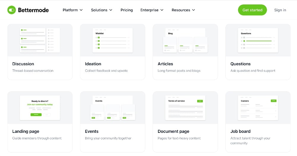 tribe user interface min Bettermode online community templates