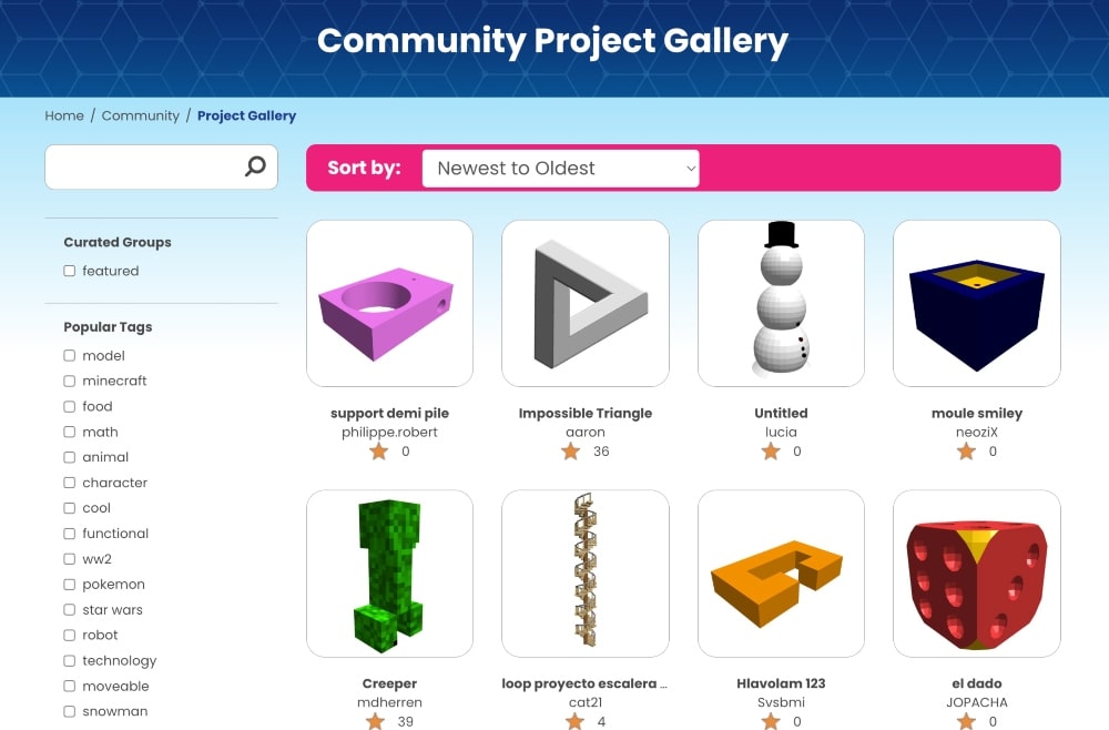 BlocksCAD community projects min BlocksCAD community projects