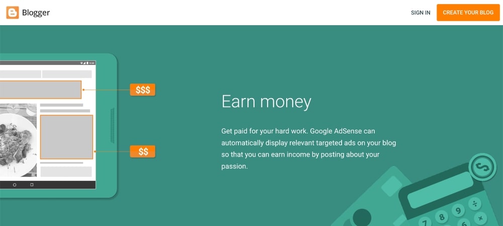 Blogger features min screenshot of Blogger monetization features