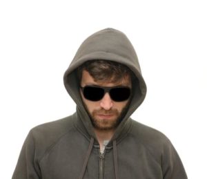 blogging mistakes shady guy in hoodie example stranger danger doesn't build trust for sales