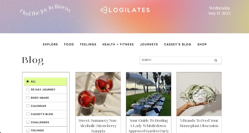 Blogilates blog page min Blogilates blog page screenshot