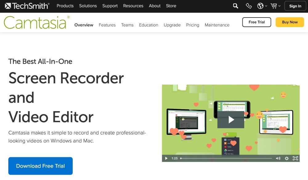 Camtasia website min Camtasia website