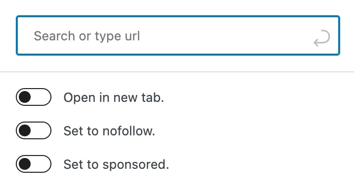 editing a link in WordPress min link settings in WordPress