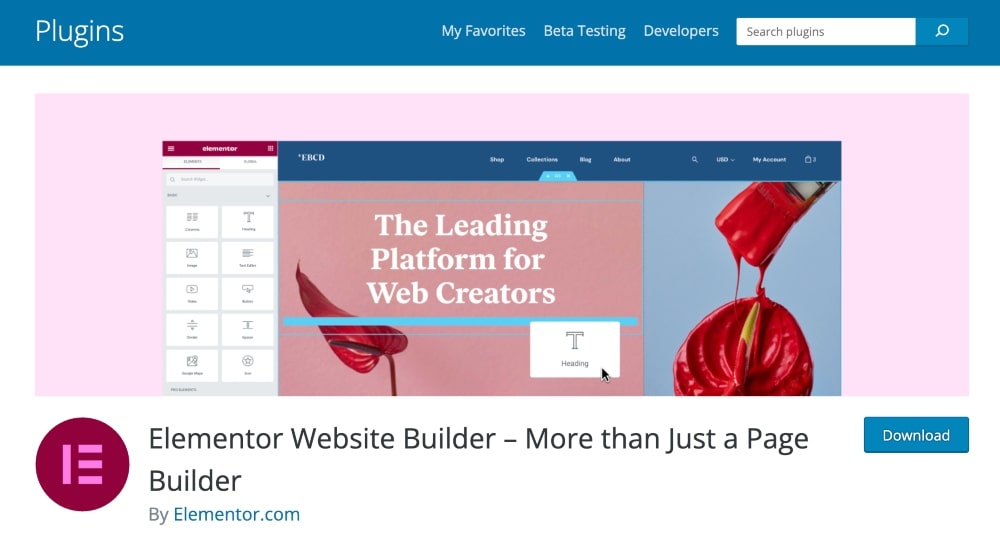 Elementor plugin min screenshot of Elementor plugin