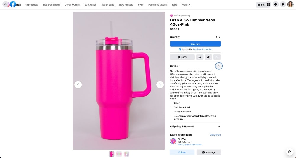 Facebook shop product listing details min facebook shop product listing details