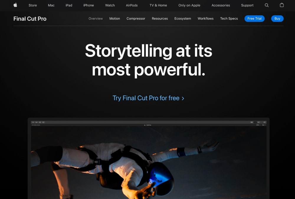 Final Cut Pro website min Final Cut Pro website