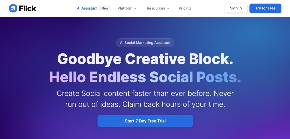 screenshot of Flick.social website