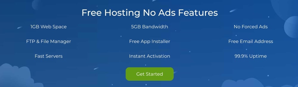 Free Hosting No Ads plan features min Free Hosting No Ads plan features