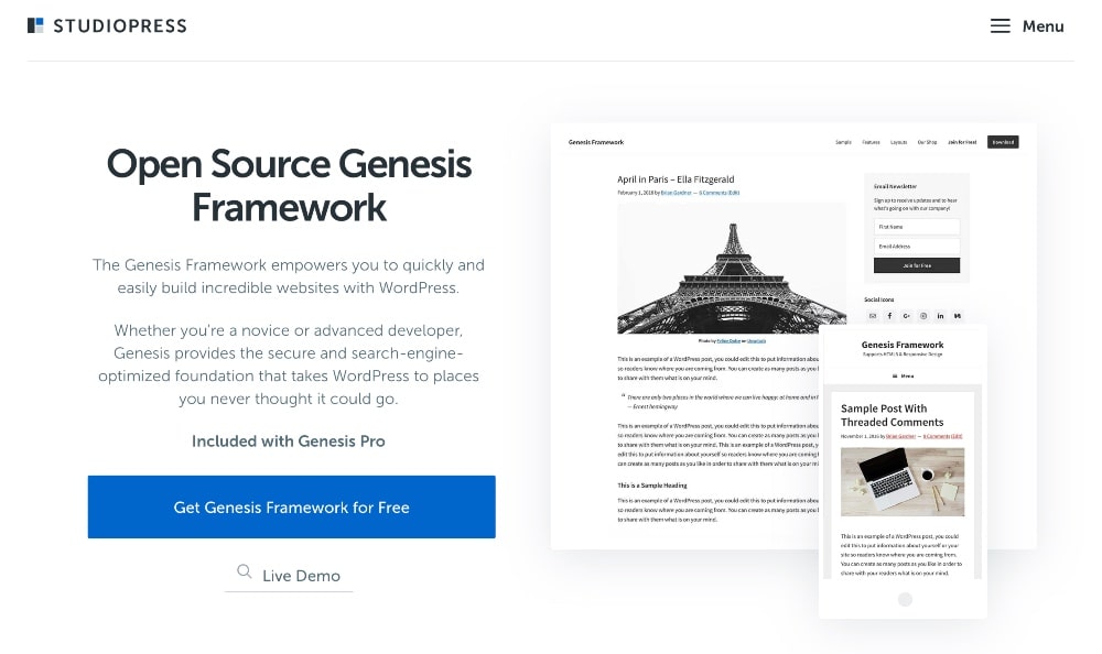 Genesis framework theme min Genesis framework theme