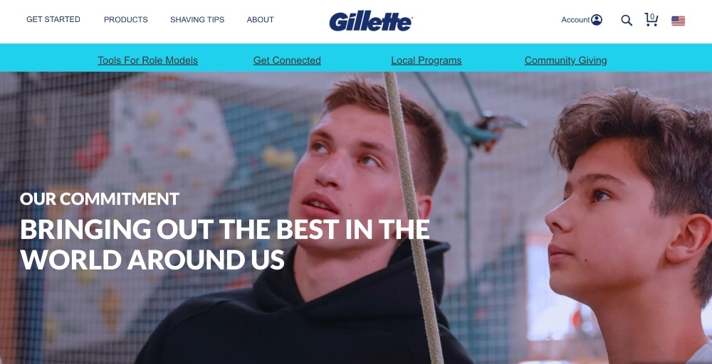 Gillette campaign min Screenshot of Gillette campaign on website