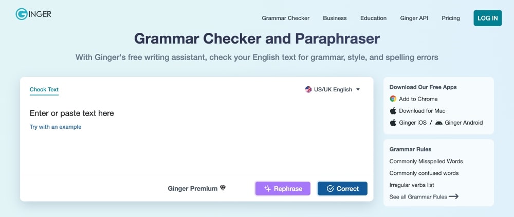 Ginger website min Ginger website