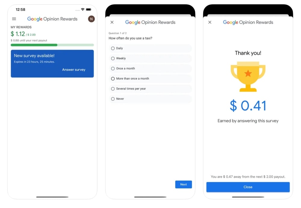 Google Opinion Rewards app store screenshot min Google Opinion Rewards app store screenshot