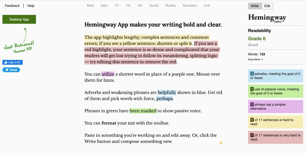 Hemingway Editor website min Hemingway Editor website