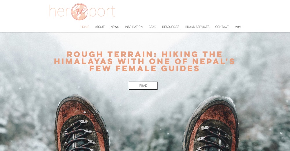 Her Report Screenshot 2 Screenshot of the homepage for Her Report