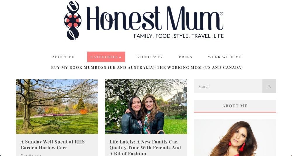 Honest Mum website min screenshot of Honest Mum website homepage