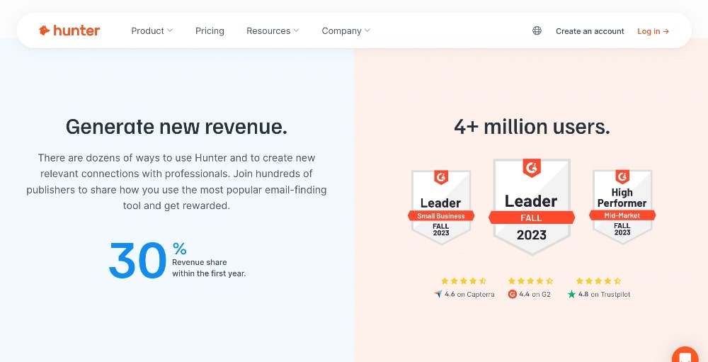 Hunter affiliate program min Hunter affiliate program screenshot