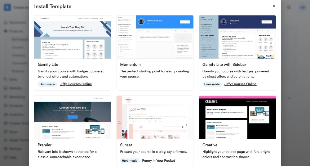 Kajabi course templates