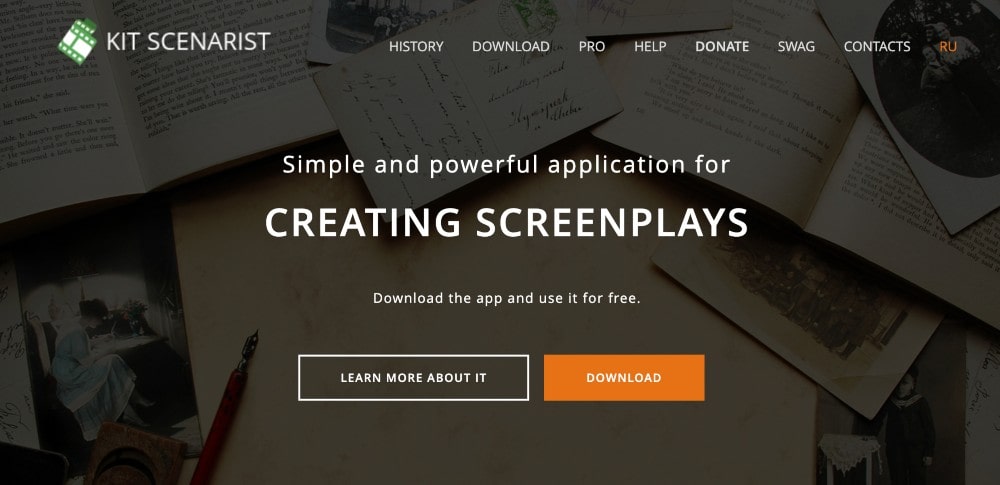 KIT Scenarist free screenwriting program