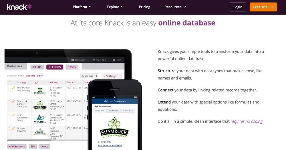 Knack features min Knack features