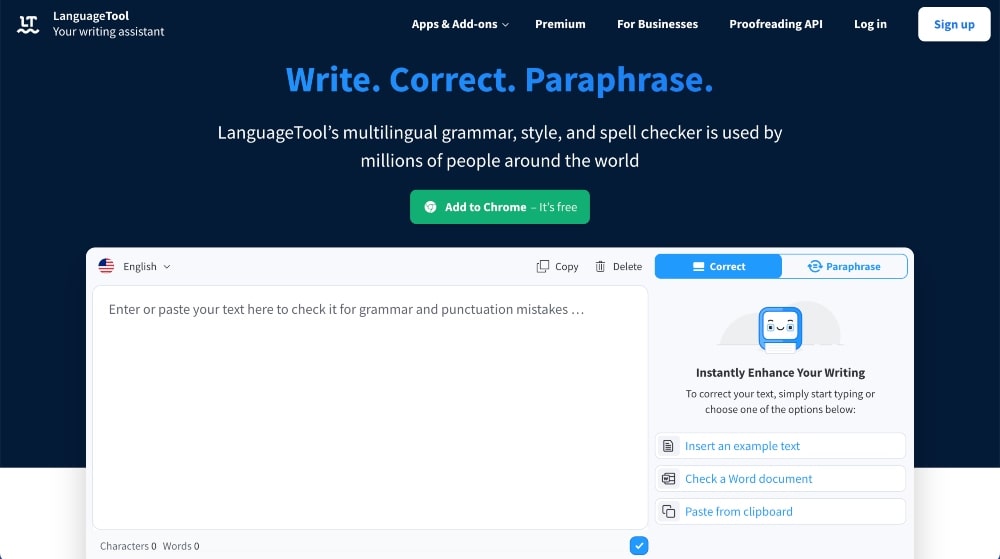 LanguageTool website min LanguageTool website