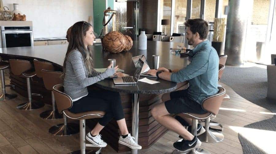 Lauren and Alex blogging in Austin min Lauren and Alex blogging in Austin