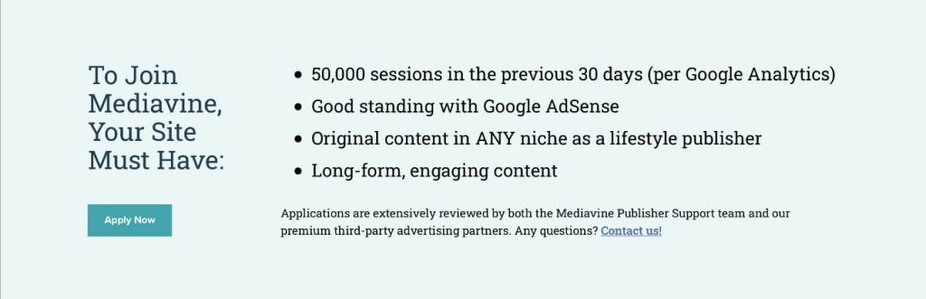 mediavine requirements screenshot 1 screenshot of mediavine requirements