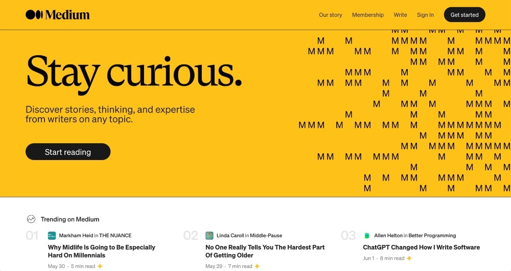 Medium website min screenshot of Medium website