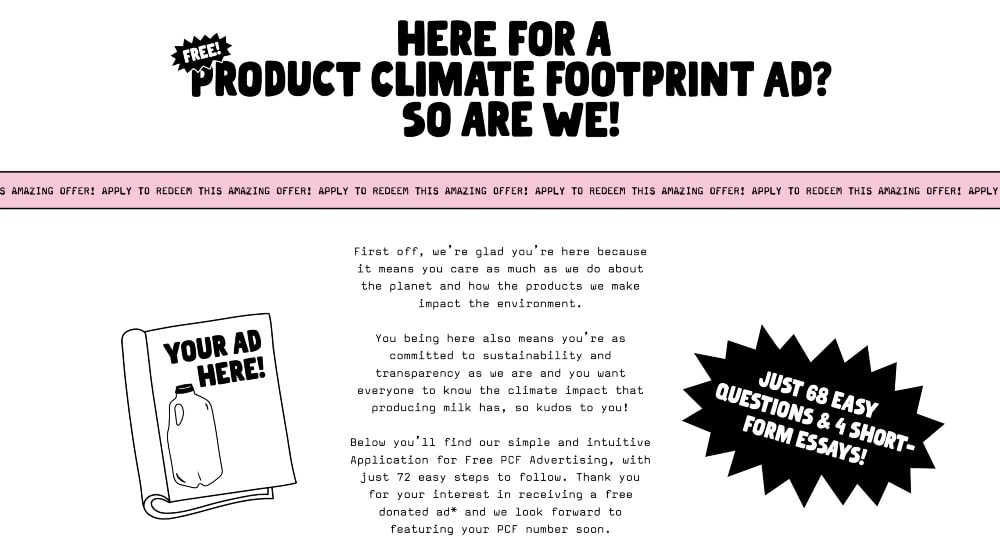 Oatly Climate Footprint Challenge min screenshot of the Oatly Climate Footprint Challenge website