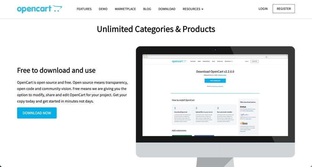OpenCart features min OpenCart features