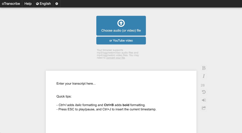 oTranscribe upload file to convert min oTranscribe upload file to convert