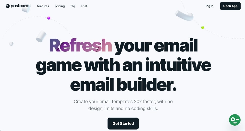 screenshot of Postcards by Design Modo website