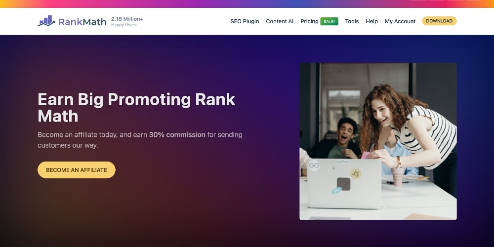 RankMath affiliate program min RankMath affiliate program screenshot