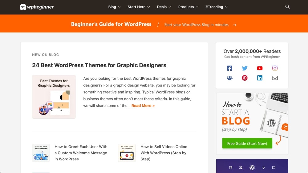 screenshot of the WPBeginner blog min screenshot of the WPBeginner blog