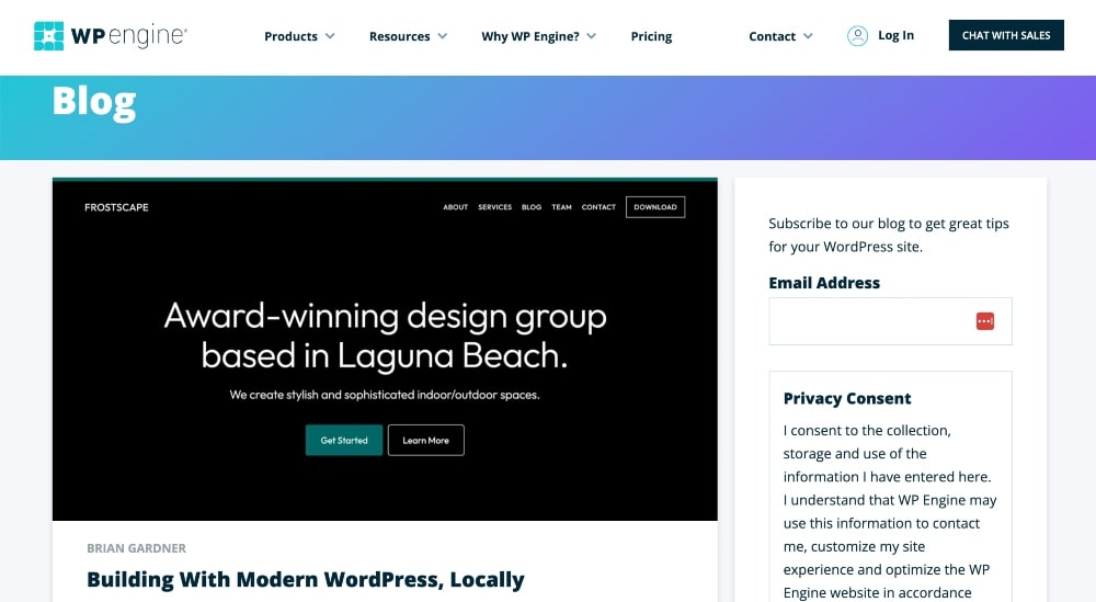 screenshot of the WPEngine blog min screenshot of the WPEngine blog