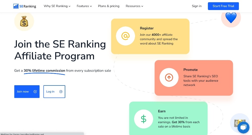 SE Ranking affiliate program min SE Ranking affiliate program screenshot