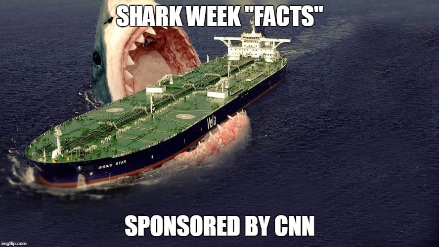 shark clickbait headline clickbait headline example titled Shark Week "Facts" Sponsored by CNN