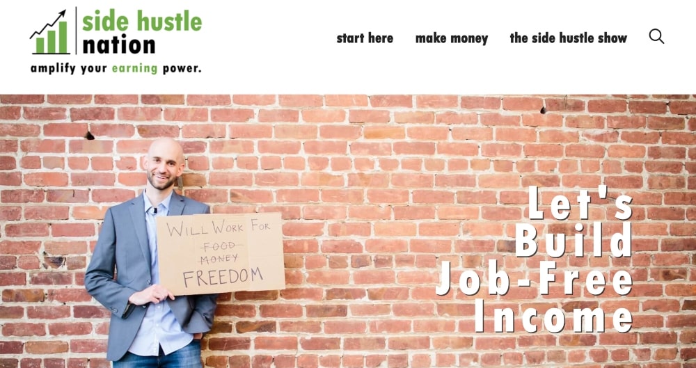 Side Hustle Nation website min screenshot of the Side Hustle Nation website