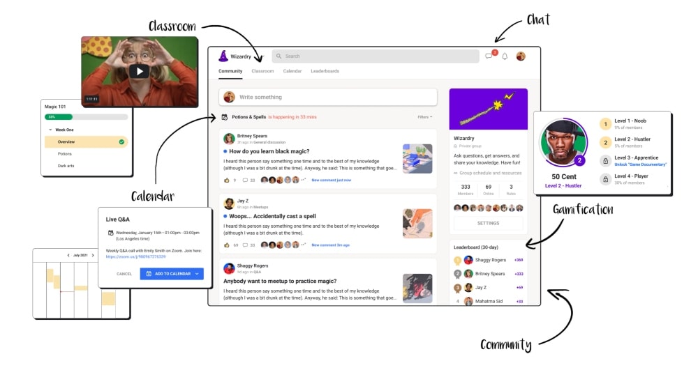 Skool user interface min Skool user interface
