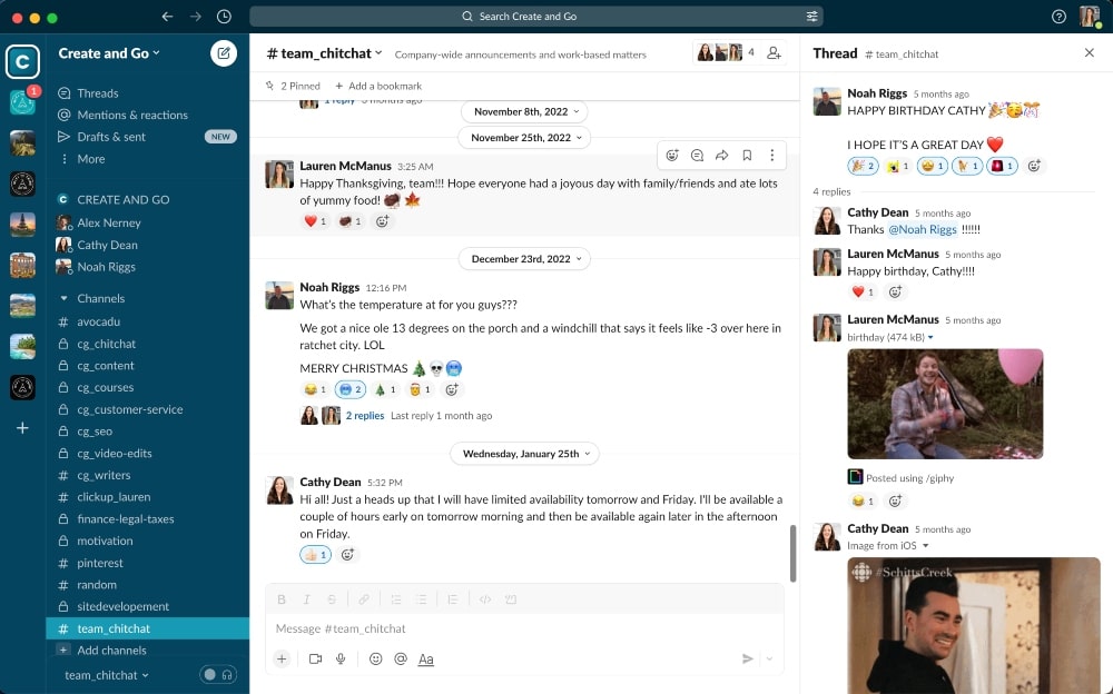 Slack user interface min Slack user interface