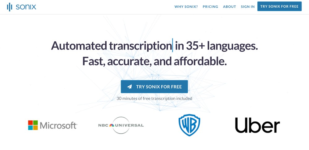 Sonix homepage min Sonix homepage