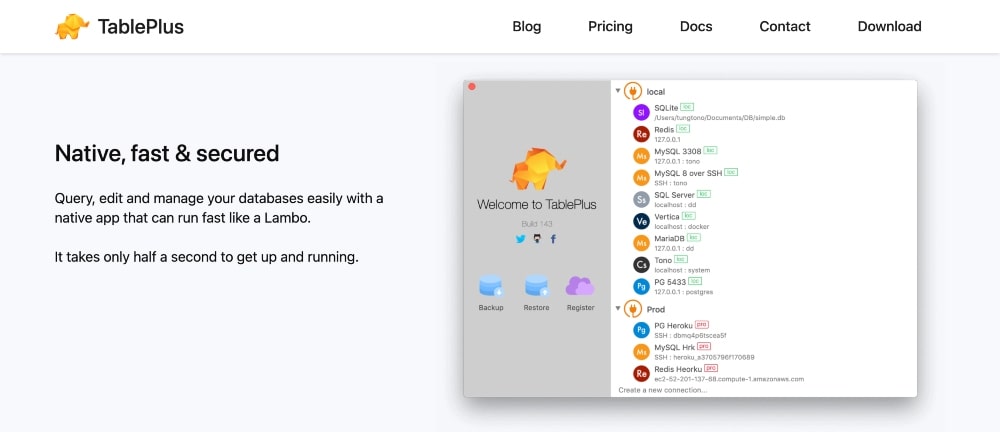 TablePlus website min TablePlus website
