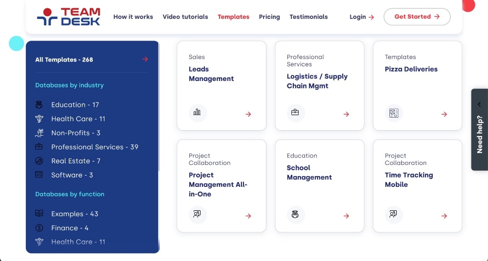 TeamDesk database templates min TeamDesk database templates