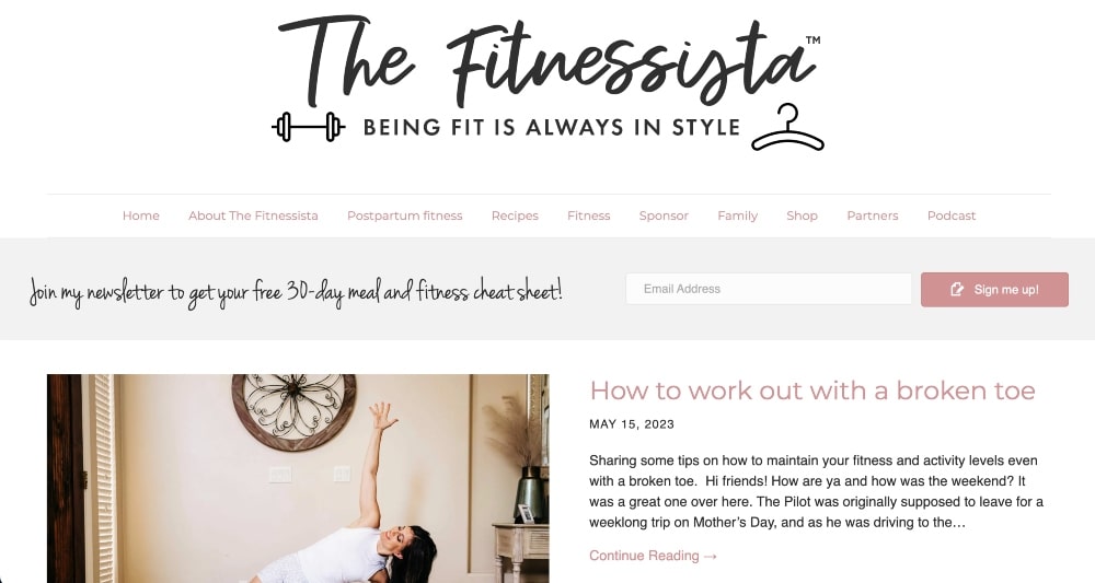 The Fitnessista blog min The Fitnessista blog screenshot