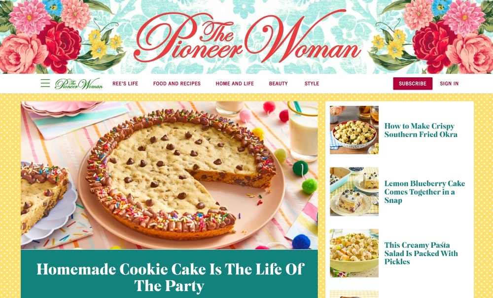 The Pioneer Woman website screenshot min The Pioneer Woman website screenshot