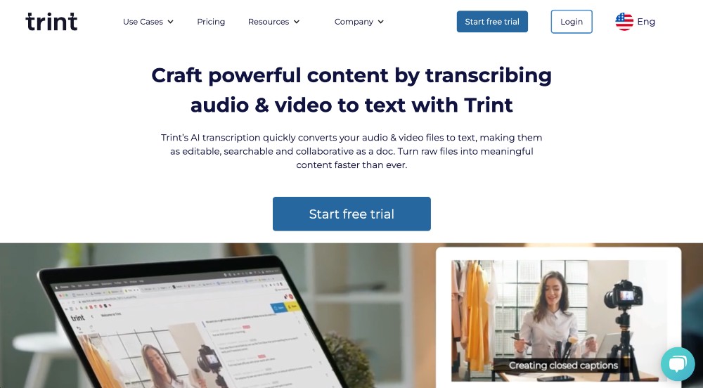 Trint homepage min Trint homepage