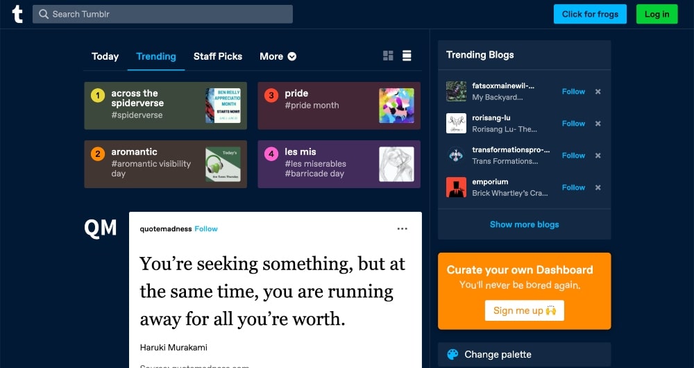 Tumblr blog site min screenshot of Tumblr blog site