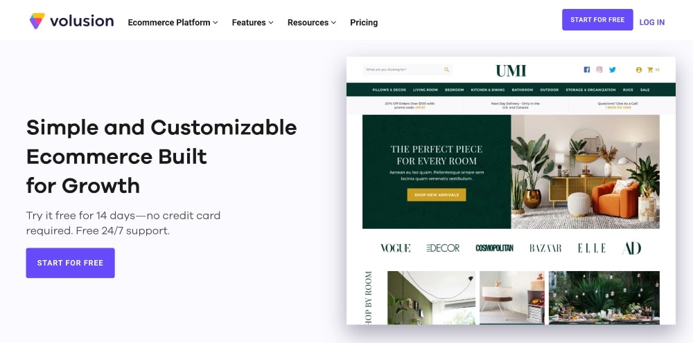 Volusion website min Volusion website