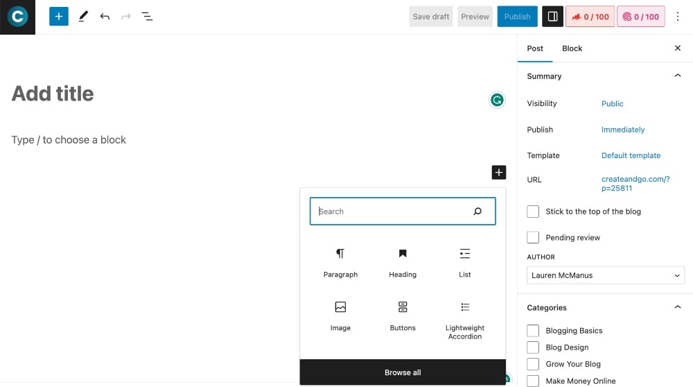 WordPress add new blog post min Screenshot of WordPress new blog post