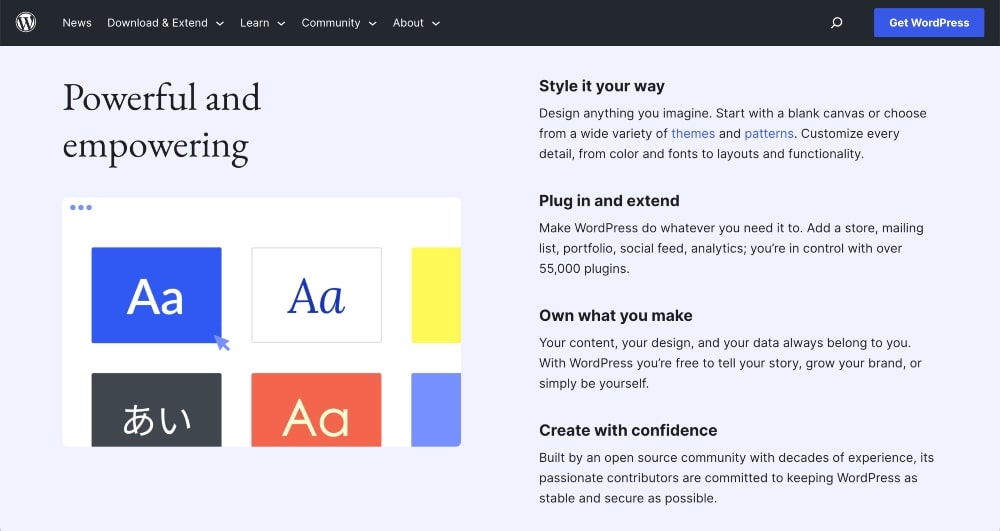 WordPress features min screenshot of WordPress features