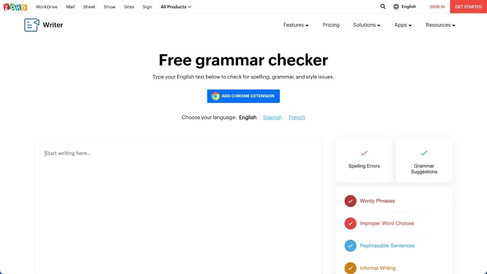 Zoho website min ZohoWriter website